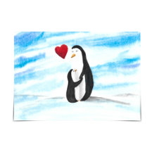 "We Love You" Mom & Baby Penguin Adoption Day Card