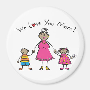 We Love You Mom Cartoon Family Happy Mother's Day Magnet