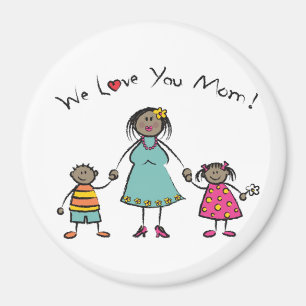 We Love You Mom Cartoon Family Happy Mother's Day Magnet