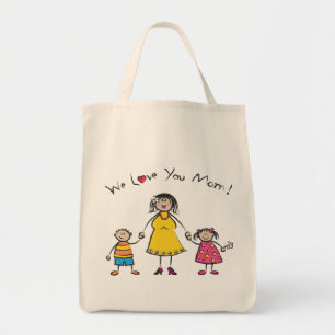 We Love You Mom Cartoon Family Happy Mother's Day Tote Bag