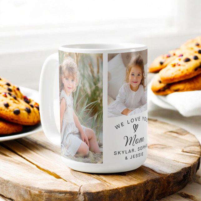 We Love You Mom Childrens Photo Collage Coffee Mug (Personalize this mug with your selected photos and text for a thoughtful gift for Mom.)
