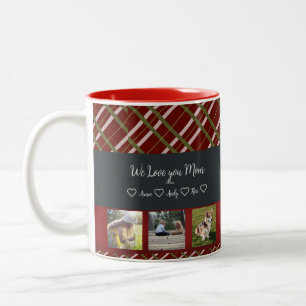  We Love You Mom, Custom 3 Photo Grid    Two-Tone  Coffee Mug