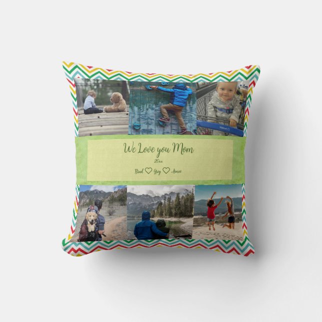  We Love You, Mom Custom 6 Photo Grid   Throw Pill Throw Pillow (Front)
