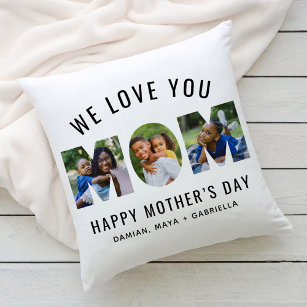 We Love You Mom Custom Mother's Day Photo Throw Pillow