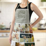 WE LOVE YOU MOM Family Photo Collage Script Green Apron<br><div class="desc">Perfect gift for Mother's Day,  Birthday,  or the Holidays: A modern,  sweet apron customized with ten of your personal favourite photos as well as a message,  names for the best mom ever. This is the dusty green and white striped version.</div>