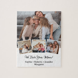 "We Love You, Mom" Gift with Custom Photos Jigsaw Puzzle