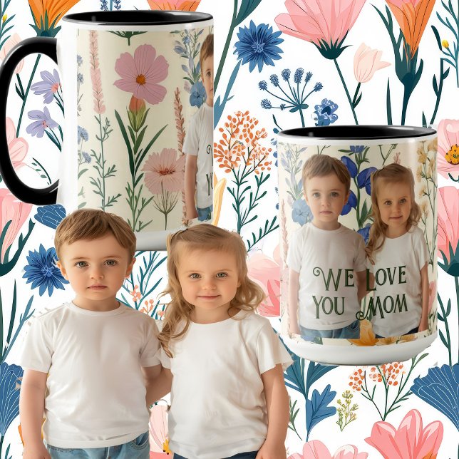 We Love You Mom Greenery Leaves Mothers Day Photo  Mug (We Love You Mom Greenery Leaves Mothers Day Photo Mug)