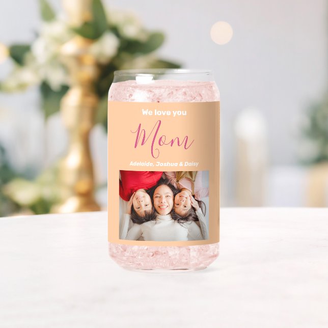 We Love You Mom Kid Names Photo Soda personnalisée (Insitu (Mariage))