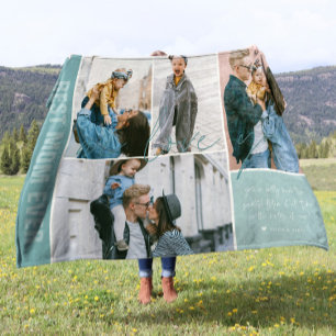 We Love You Mom   Modern 4 Photo Collage Fleece Blanket