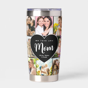 We Love You Mom Personalized 8 Photo Collage Insulated Tumbler