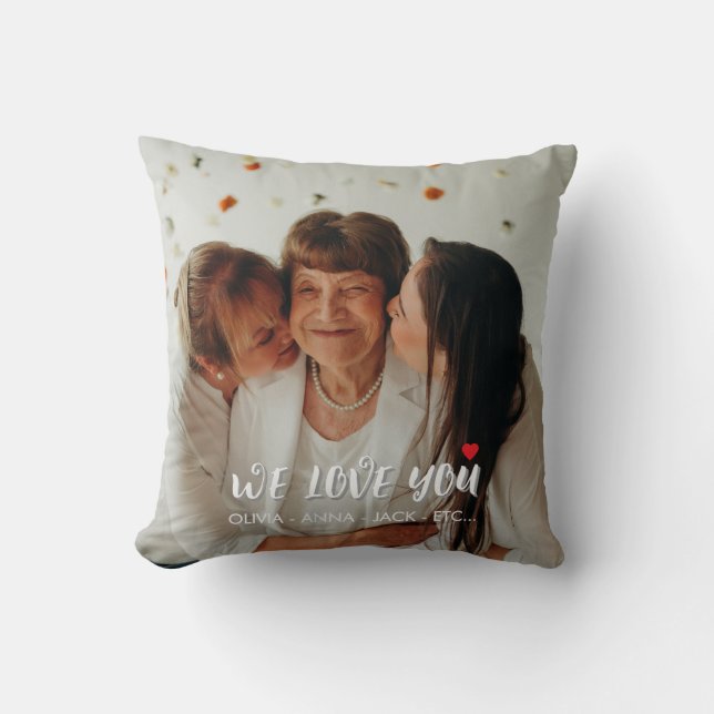 We Love You Mom – Personalized Gift Photo Throw Pillow (Front)
