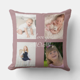 We Love You MOM Photo Collage Mother's Day Throw Pillow