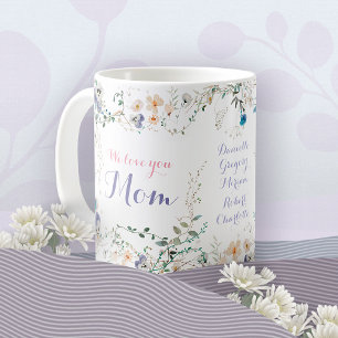 We Love You Mom Romantic Floral Watercolor Violet Coffee Mug