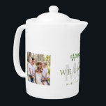 We Love You Mom Two Photo Custom<br><div class="desc">Two Photo Custom Teapot. For Mom. We Love You. Names.</div>