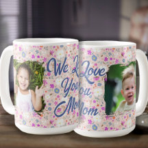 We Love You Mom Two Photo Pink Ditsy Flowers