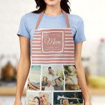 WE LOVE YOU MUM Family Photo Collage Script Modern Apron<br><div class="desc">Perfect gift for Mother's Day,  Birthday,  or the Holidays: A modern,  sweet apron customized with ten of your personal favourite photos as well as a message,  names for the best mum ever. This is the stylish dusty blush pink and white striped version.</div>