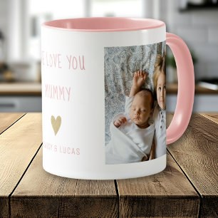 We Love You Mummy 2 Photo  Personalised  Pink Mug