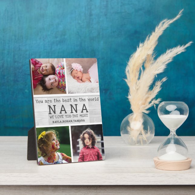 We Love You Nana 4 Photo Collage Grey Wood Plaque (Side)