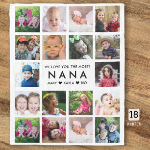  We Love You Nana Grandchildren 18 Photo Collage   Fleece Blanket