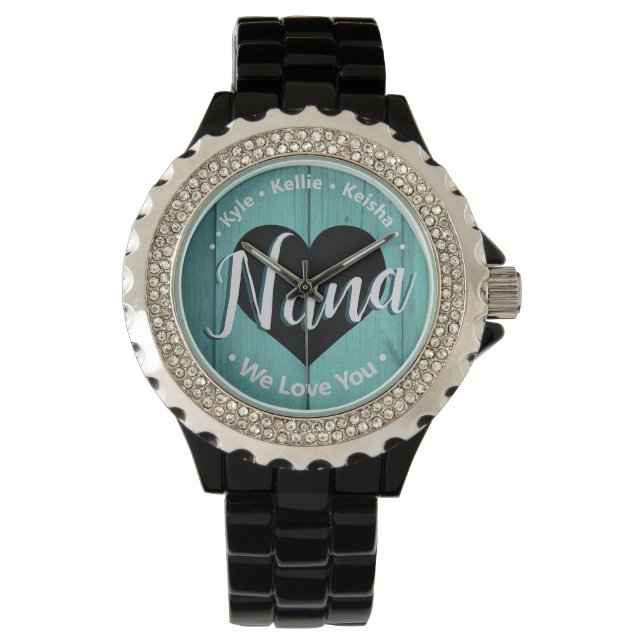 We Love You Nana Grandkid Names eWatch Watch (Front)