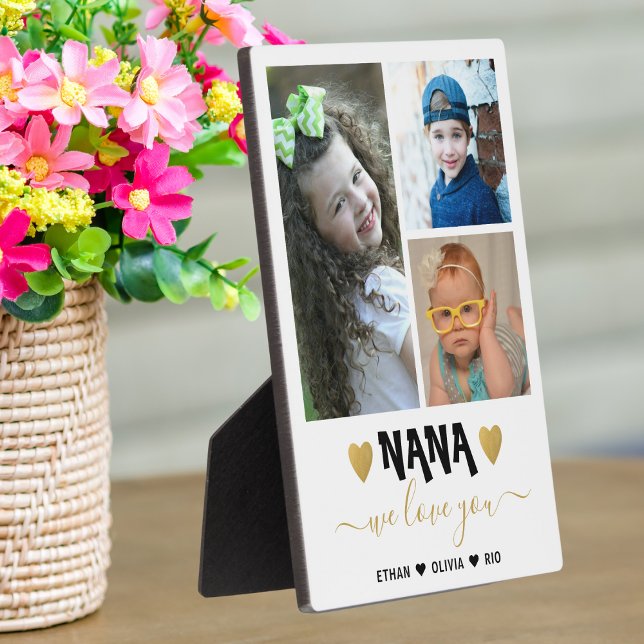 We Love You Nana Grandkids 3 Photo Collage   Plaque (Creator Uploaded)
