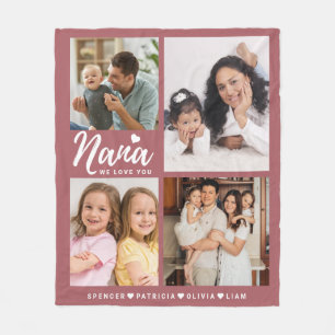 We Love You Nana Heart Grandkids 4 Photo Collage   Fleece Blanket