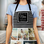 WE LOVE YOU NANA Modern Family Photo Collage Apron<br><div class="desc">We love you Nana! Perfect gift for Mother's Day,  Birthday,  or the Holidays: A modern,  chic apron customized with ten of your personal favourite photos as well as a message,  names for the best grandmother ever. This is the black and white striped version.</div>