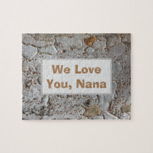 We Love You Nana Tree Bark Photo Rustic Outdoor Jigsaw Puzzle