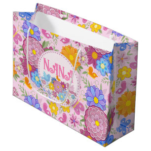 We Love You Nana wildflowers BOHO Personalized Large Gift Bag
