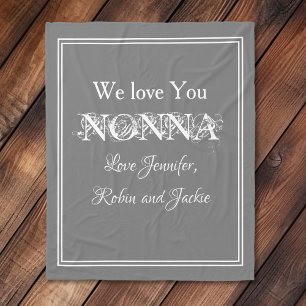 "We Love You NONNA" Personalized Dove Grey Fleece Blanket