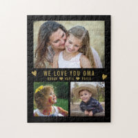 We Love You OMA 3 Photo Collage Black