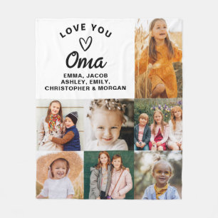 We Love You Oma Family Modern Photo Collage Fleece Blanket