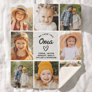 We Love You Oma Family Modern Photo Collage Fleece Sherpa Blanket