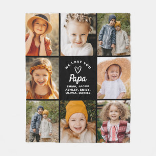 We Love You Papa Family Instagram Collage Photos Fleece Blanket