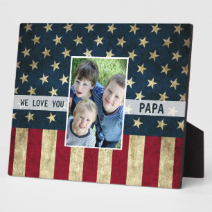 We Love You Papa Military American Flag Photo Plaque