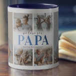 We Love You Papa Photo Collage Mug<br><div class="desc">Discover the perfect gift for the superhero in your life with our 'We love you papa' personalized coffee mug. Elegantly featuring a heartwarming six photo collage of the children, this mug is the ultimate token of love for any amazing dad. Crafted with vibrant blues and intimate personalization, it's a daily...</div>