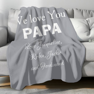 We Love You Papa Script Kids Name Simple Modern  Fleece Blanket