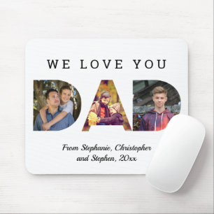 We Love You Personalized 3-Photo DAD Father's Day Mouse Pad