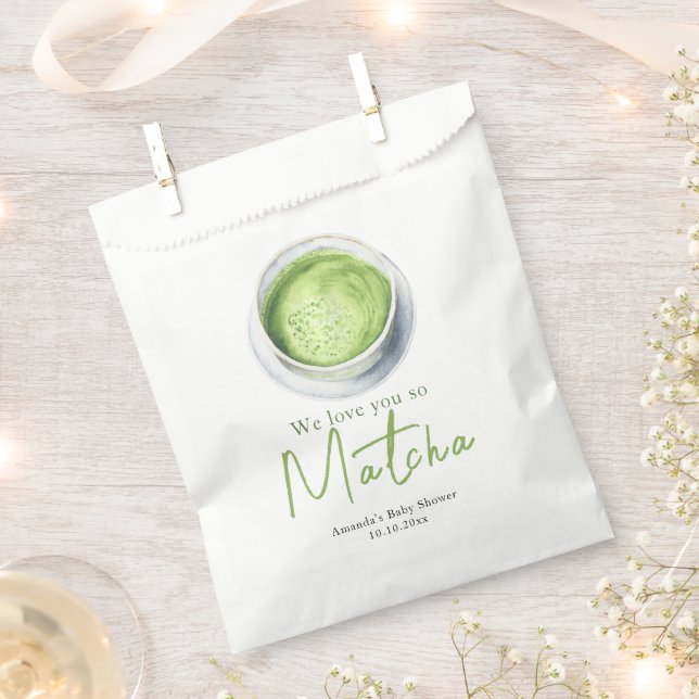 We love you so Matcha Baby Shower Favour Bag (Clipped)