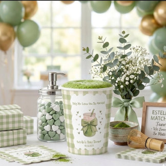 We Love You So Matcha Sip Green Hearts Paper Cups