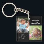 We Love You Uncle Photos Black Keychain<br><div class="desc">Celebrate a favourite with this fun design with white typography against a black background. Add two photos of nieces and nephews, personalize the expression to "I Love You" or "We Love You, " and personalize whether he is called "Uncle, " "Tio, " etc. You can also add names and the...</div>