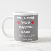 We Love You Zayde Personalized Grey/White + Hearts