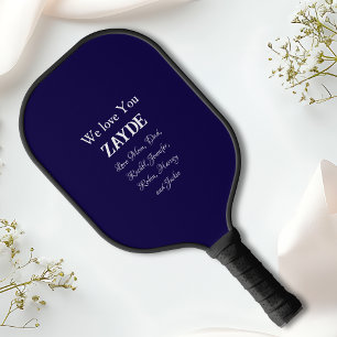 "We Love You ZAYDE" Simple Classic Navy & White Pickleball Paddle