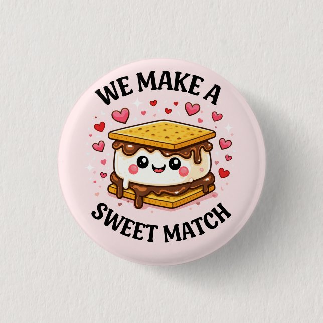 We Make A Sweet Match — Cute and Asthetic Patches 1 Inch Round Button (Front)