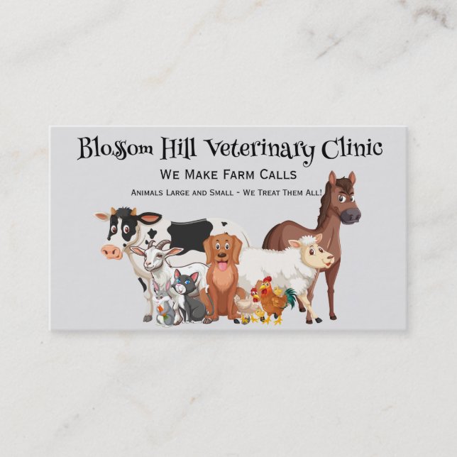 We Make Farm Calls Large Animal Veterinary  Business Card (Front)