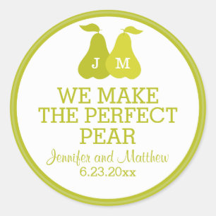 We Make The Perfect Pear Wedding Favour Monogram Classic Round Sticker