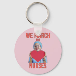 We March for Nurses - Cute Nurse Holding Heart Keychain