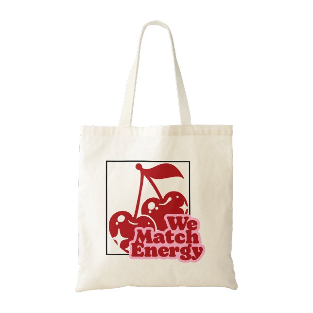We match Energy Cherry print tote bag (We match energy cherry print tote bag)