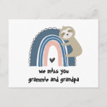 We Miss You Rainbow Sloth Grandparents Postcard<br><div class="desc">It's tough to be apart right now so it's time to go old school and start sending mail! This rainbow postcard is the perfect way for your children to let their grandparents know how much they miss them! You can personalize the postcard with the names your children use for their...</div>