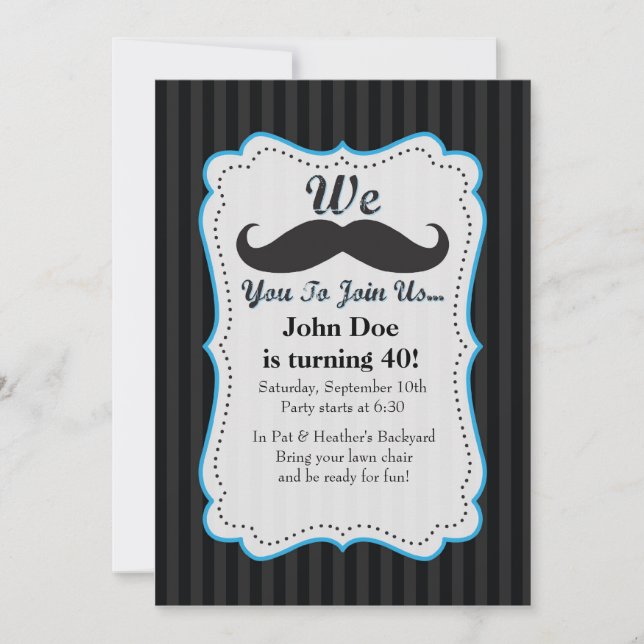We Moustache You To Join Us Birthday Invitation! Invitation (Front)